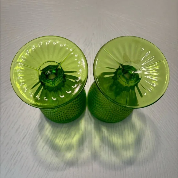 Light Green Diamond Point Wine Glasses Water Goblets Set of 2 - Picture 10 of 13